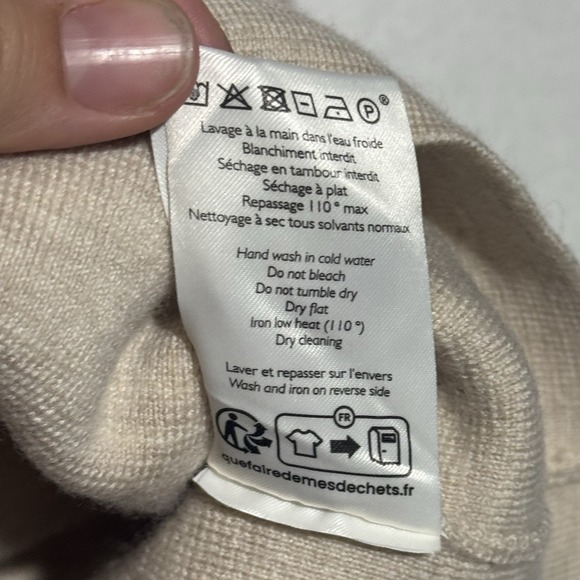 La‎ Maille Sezane Betty Cardigan Women's XXS Beige Crochet Trim 100% Merino Wool - Picture 7 of 7